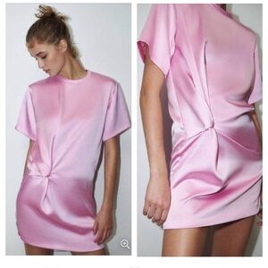 BLOGGERS FAVORITE NWT ZARA SATIN BUBBLEGUM DRESS XS